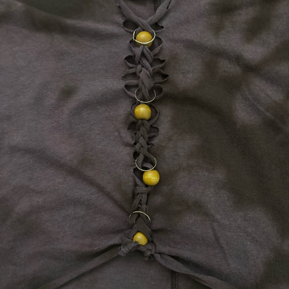 Burgundy Fairy Top with Wooden Beads and Golden Rings - Picture 7 of 8